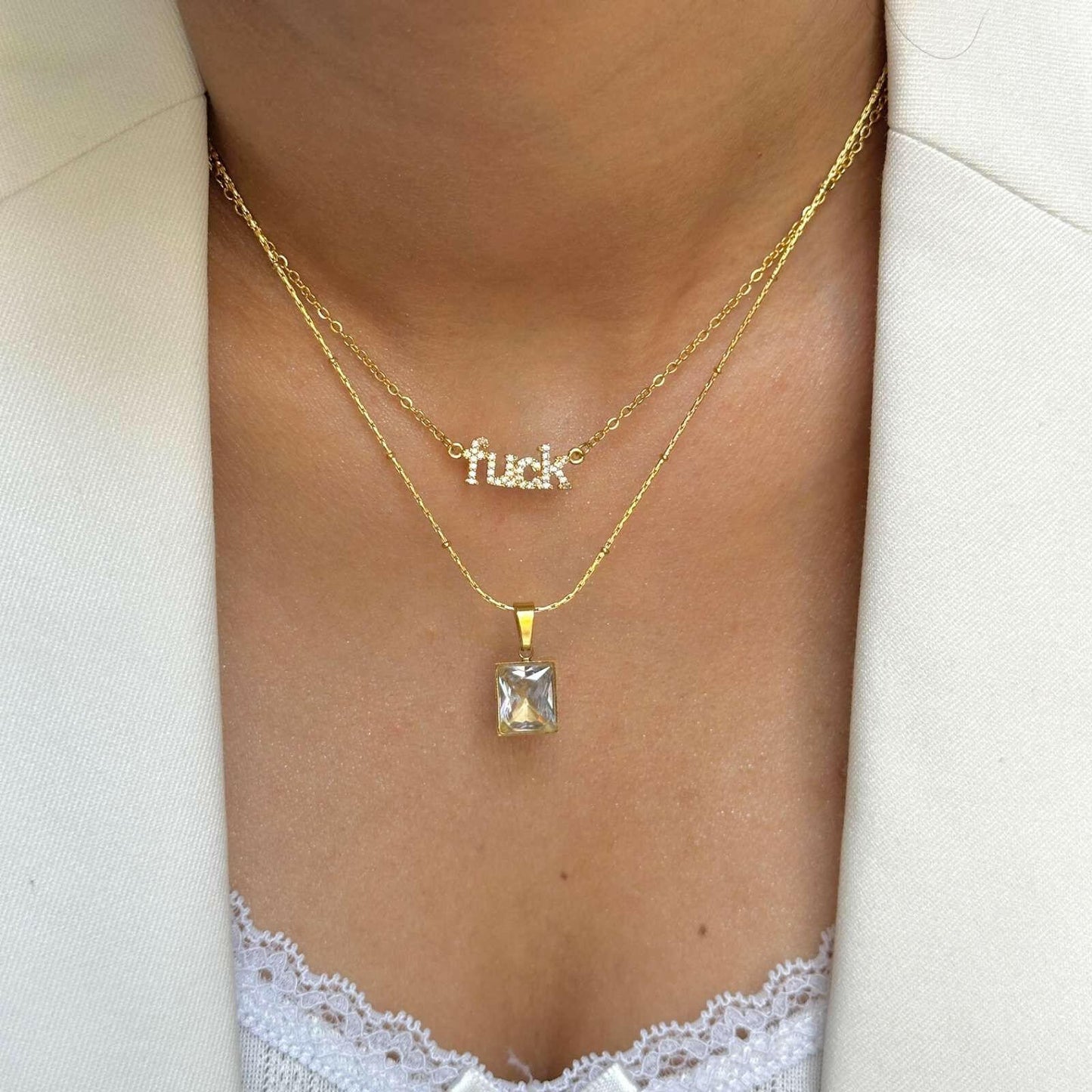 Square Drop Necklace The Chic Women.