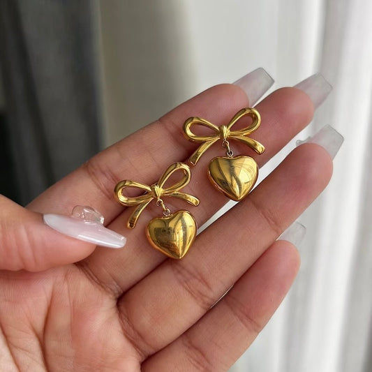 Bow heart earrings