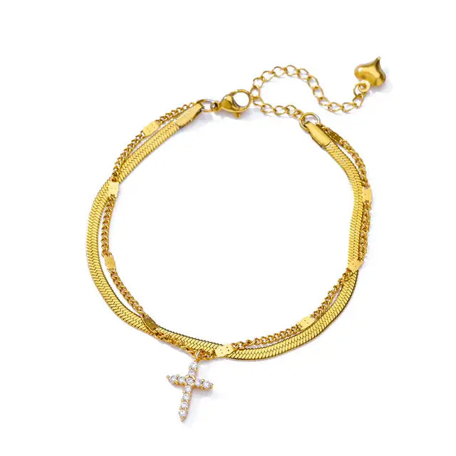 Layered Cross Bracelet/Anklet The Chic Women.