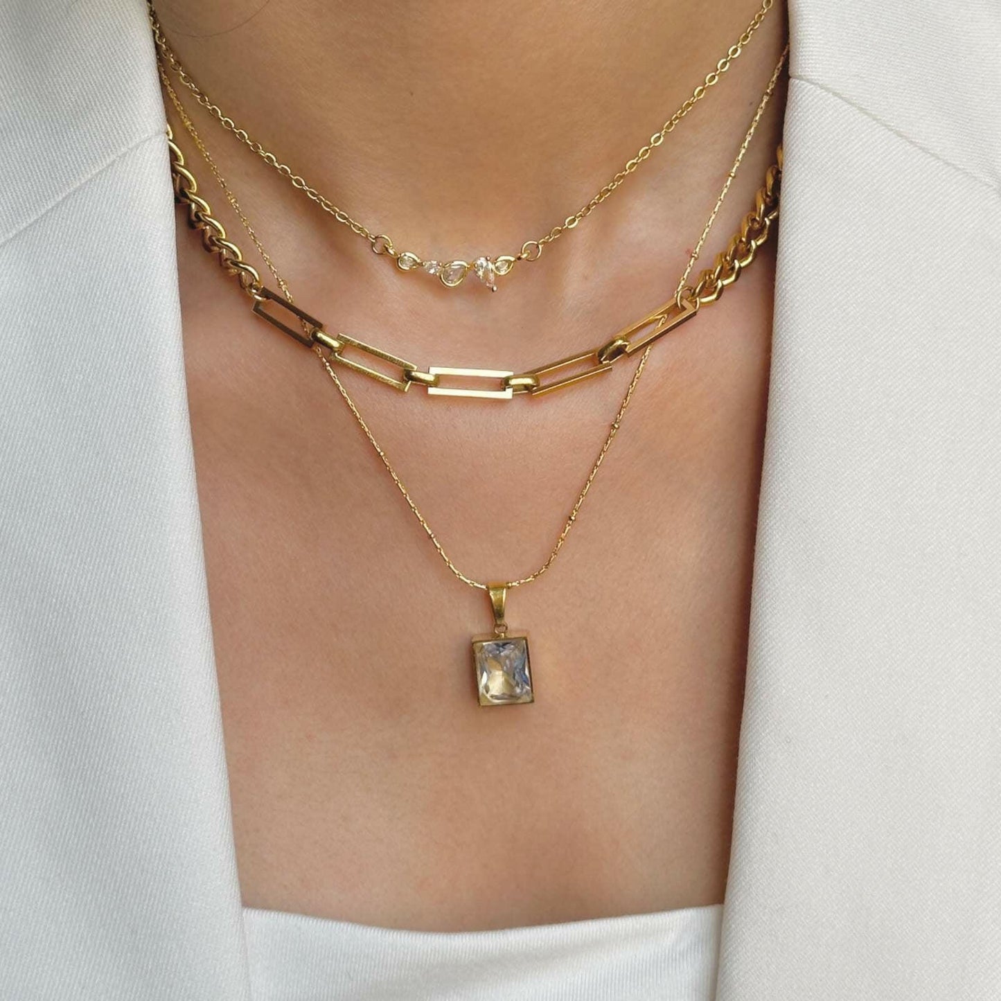 Square Drop Necklace The Chic Women.