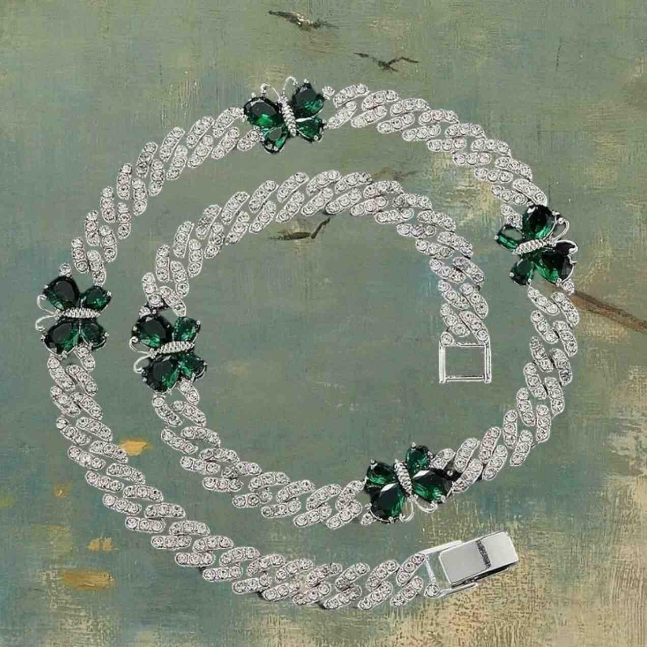 Icy Emerald Flutter Necklace  The Chic Women.