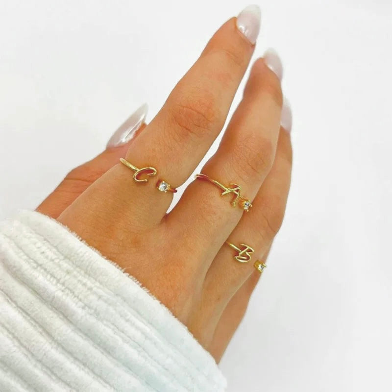 Dainty Initial Ring