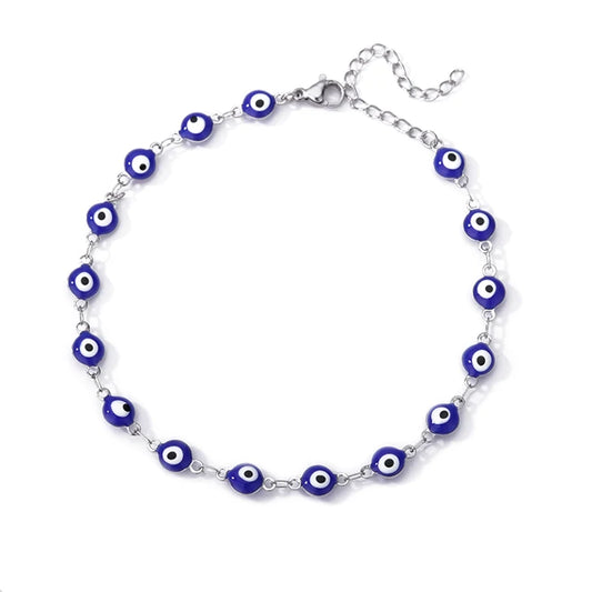 Silver Evil Eye Anklet  The Chic Women.