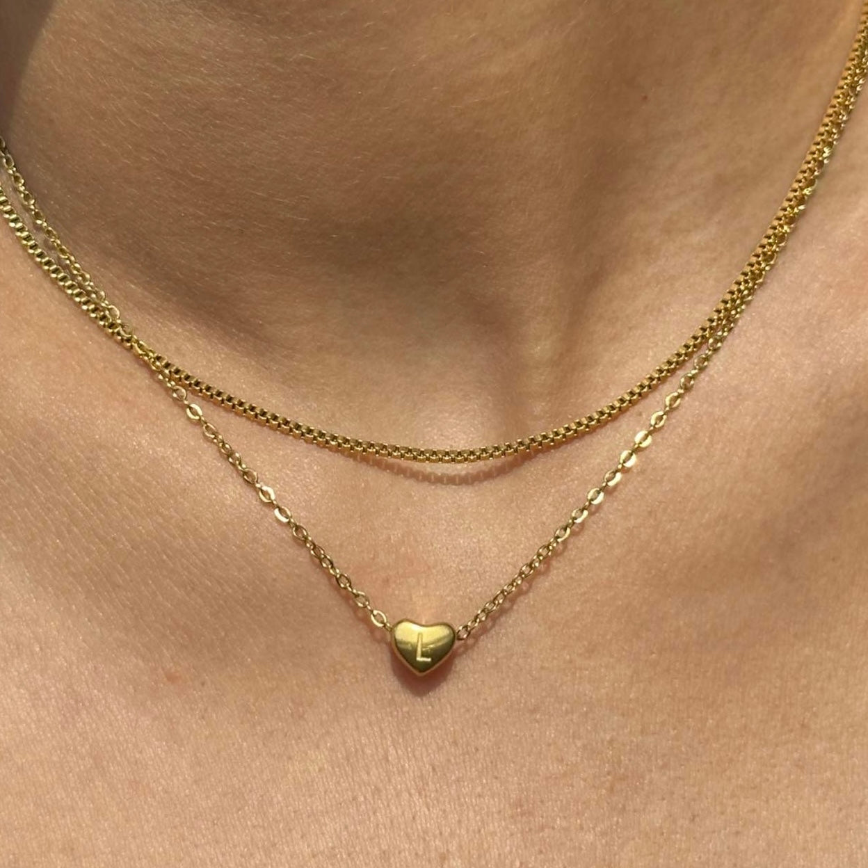 Dainty Heart Initial Necklace