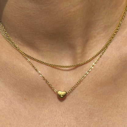 Dainty Heart Initial Necklace