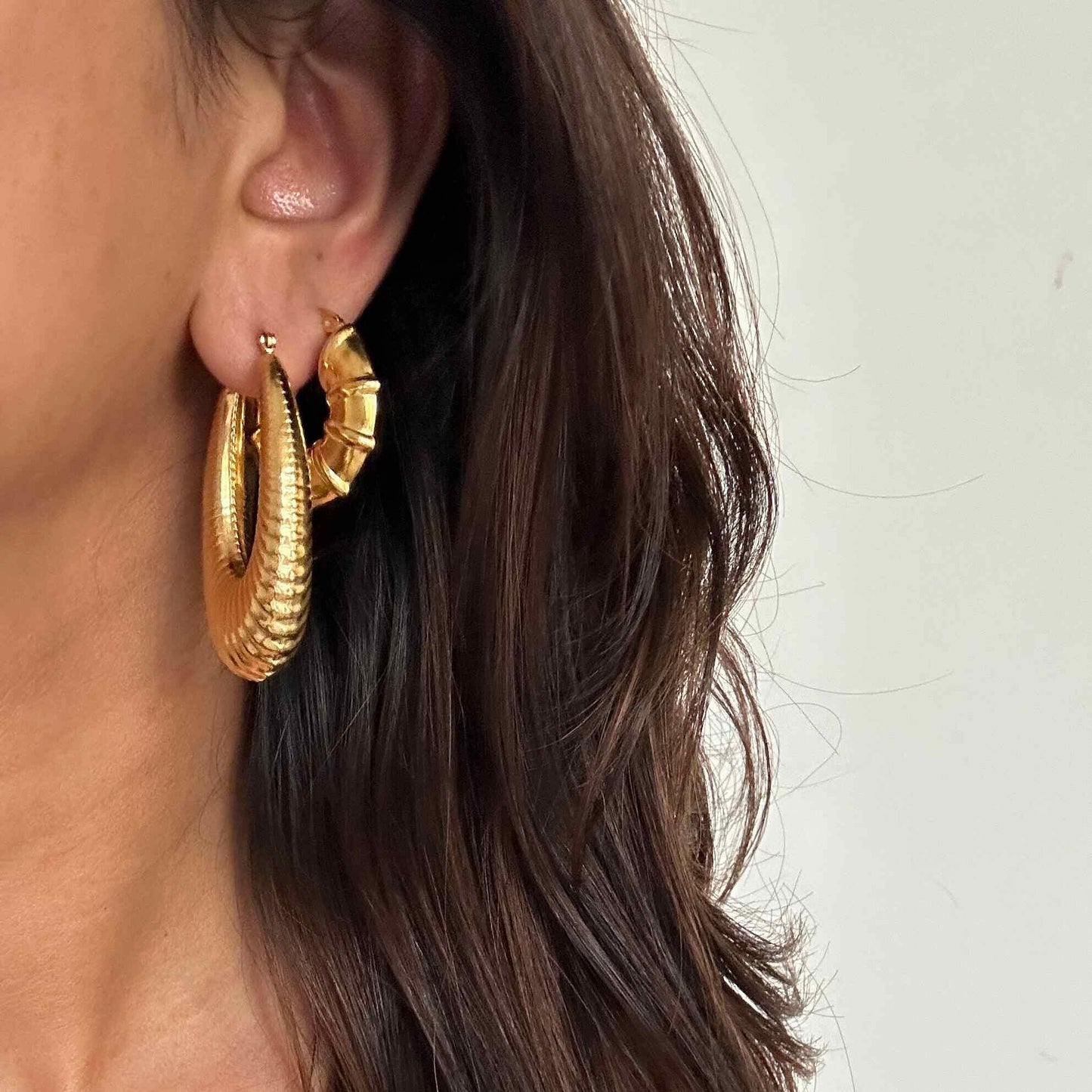 Textured Oval Hoops  The Chic Women.
