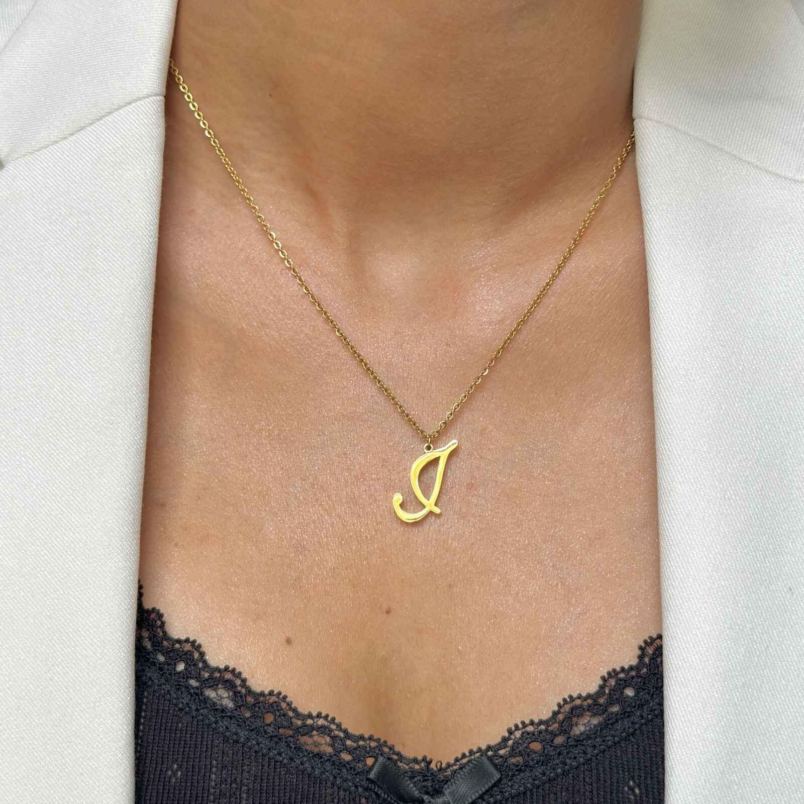 Cursive Initial Necklace  The Chic Women.