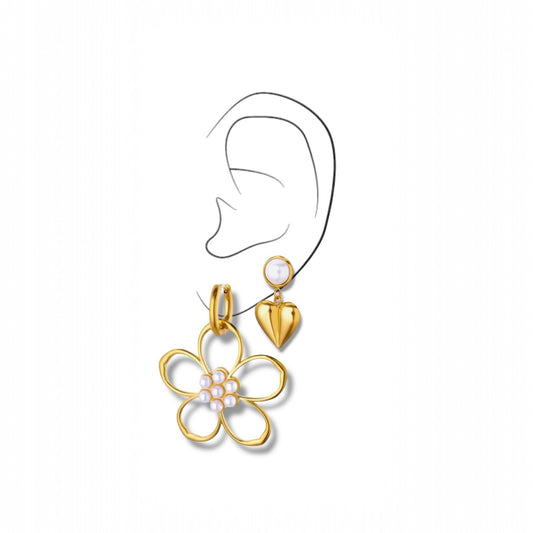 Pearl Heart Drop Earrings