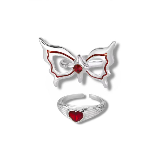Ruby Heart wings Ring