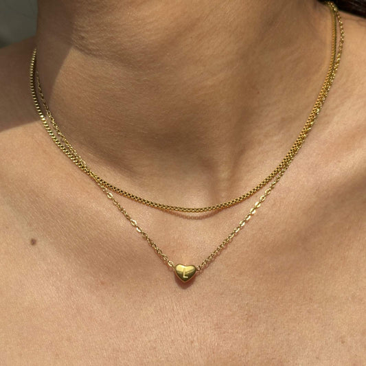 Dainty Heart Initial Necklace