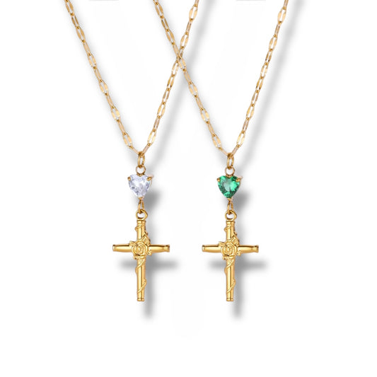 Divine Heart Cross Necklace