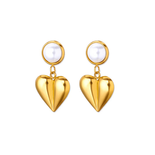 Pearl Heart Drop Earrings