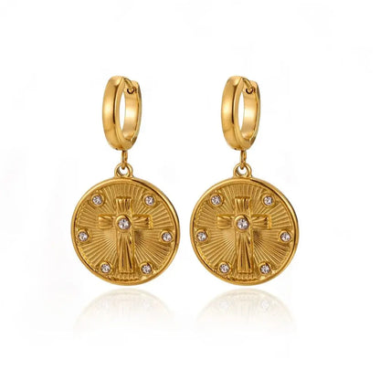 Cross Coin Earrings
