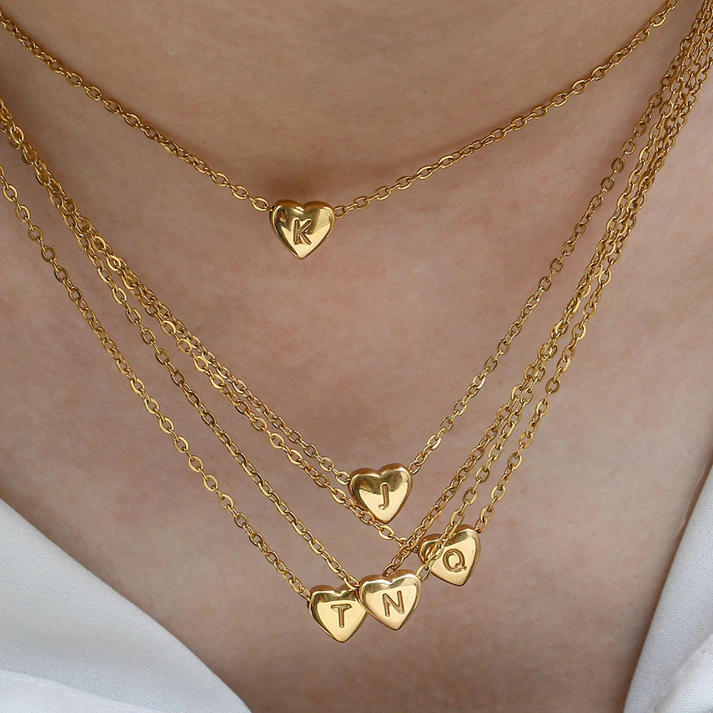 Dainty Heart Initial Necklace